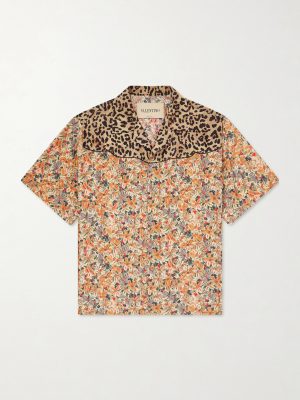 Camp-Collar Printed Silk-Satin Shirt Camp-Collar Printed Silk-Satin Shirt