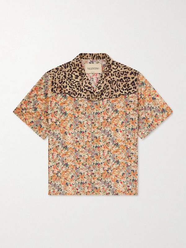 Camp-Collar Printed Silk-Satin Shirt Camp-Collar Printed Silk-Satin Shirt