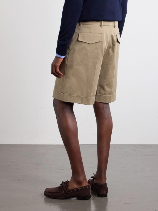 Straight-Leg Cotton-Gabardine Shorts - BK Straight-Leg Cotton-Gabardine Shorts - BK