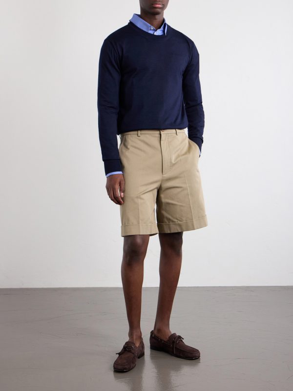 Straight-Leg Cotton-Gabardine Shorts - OU Straight-Leg Cotton-Gabardine Shorts - OU