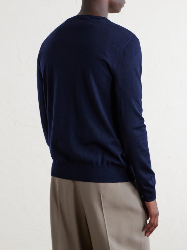 Logo-Embroidered Virgin Wool Sweater - BK Logo-Embroidered Virgin Wool Sweater - BK