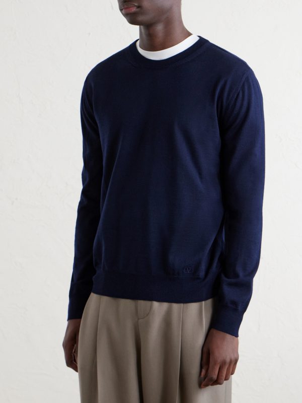 Logo-Embroidered Virgin Wool Sweater - FR Logo-Embroidered Virgin Wool Sweater - FR