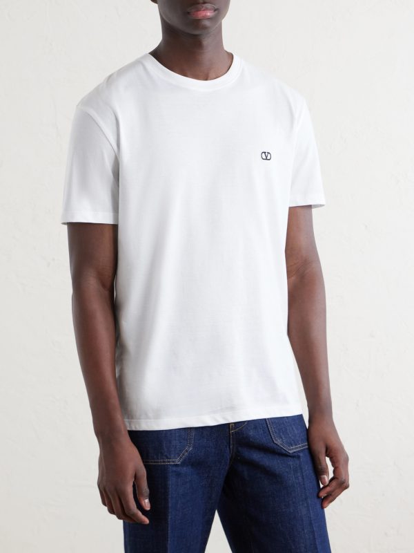 Logo-Embroidered Cotton-Jersey T-Shirt - FR Logo-Embroidered Cotton-Jersey T-Shirt - FR
