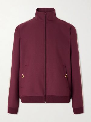 VGold Striped Drill Zip-Up Sweater