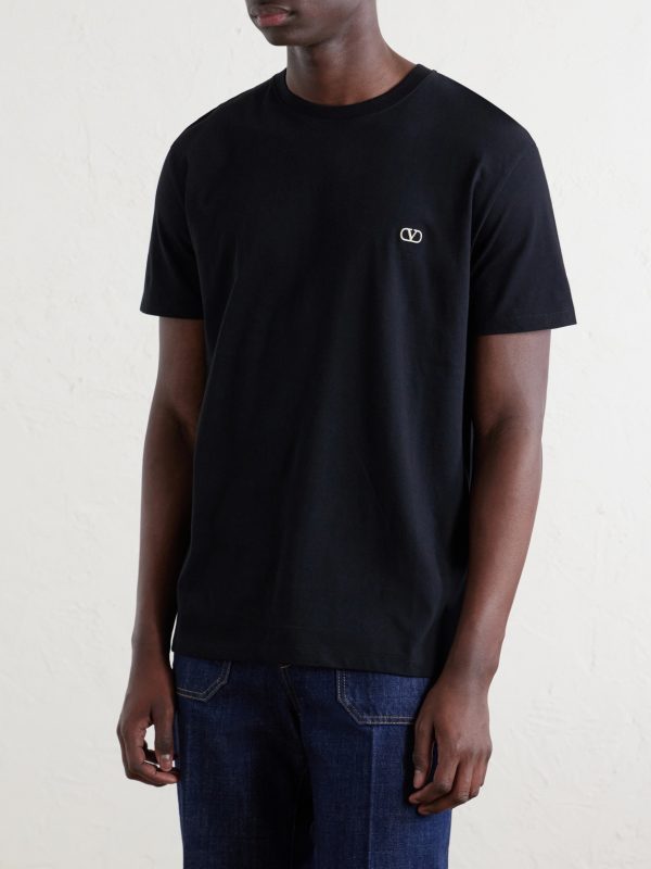 Logo-Embroidered Cotton-Jersey T-Shirt - FR Logo-Embroidered Cotton-Jersey T-Shirt - FR