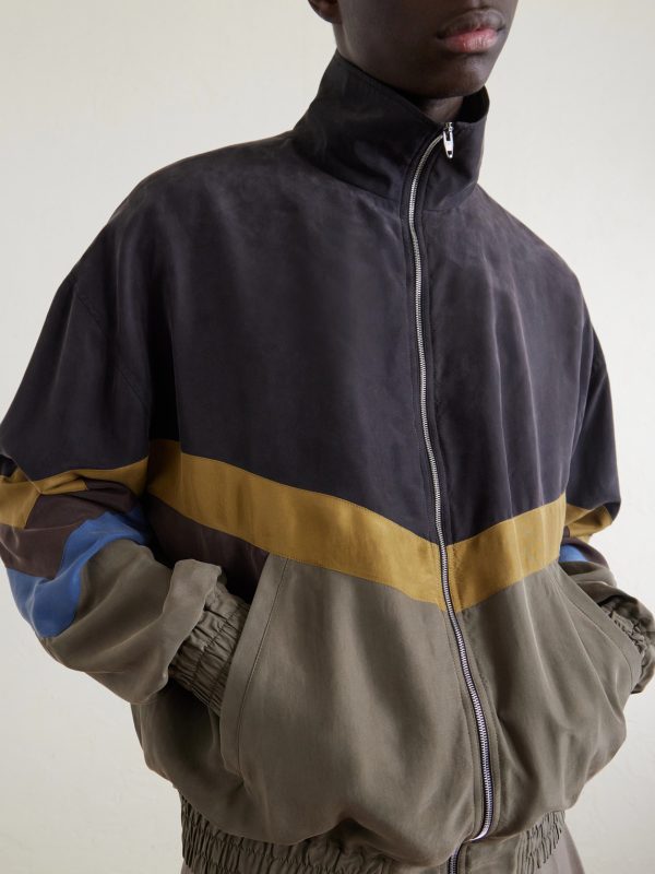 Silk Striped Zip-Up Jacket - CU Silk Striped Zip-Up Jacket - CU