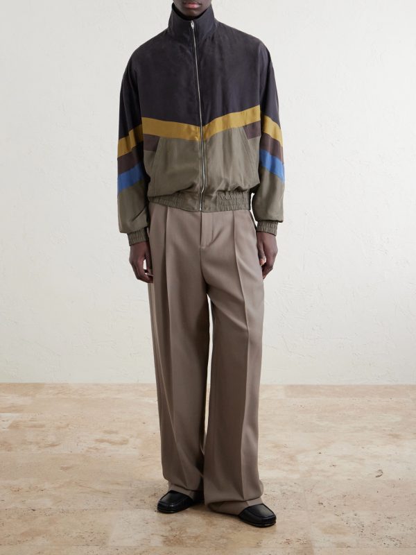 Silk Striped Zip-Up Jacket - OU Silk Striped Zip-Up Jacket - OU
