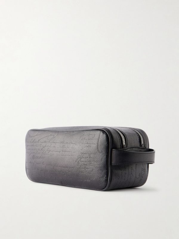 Formula 1003 Scritto Venezia Leather Wash Bag - BK