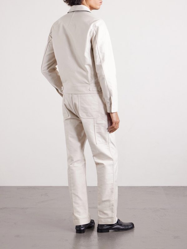 Straight-Leg Cotton-Satin Trousers - BK Straight-Leg Cotton-Satin Trousers - BK