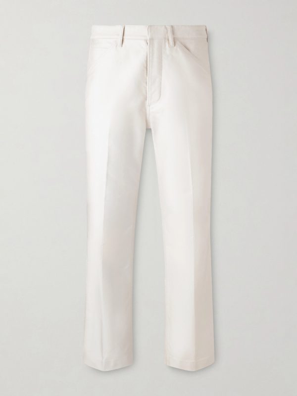 Straight-Leg Cotton-Satin Trousers Straight-Leg Cotton-Satin Trousers
