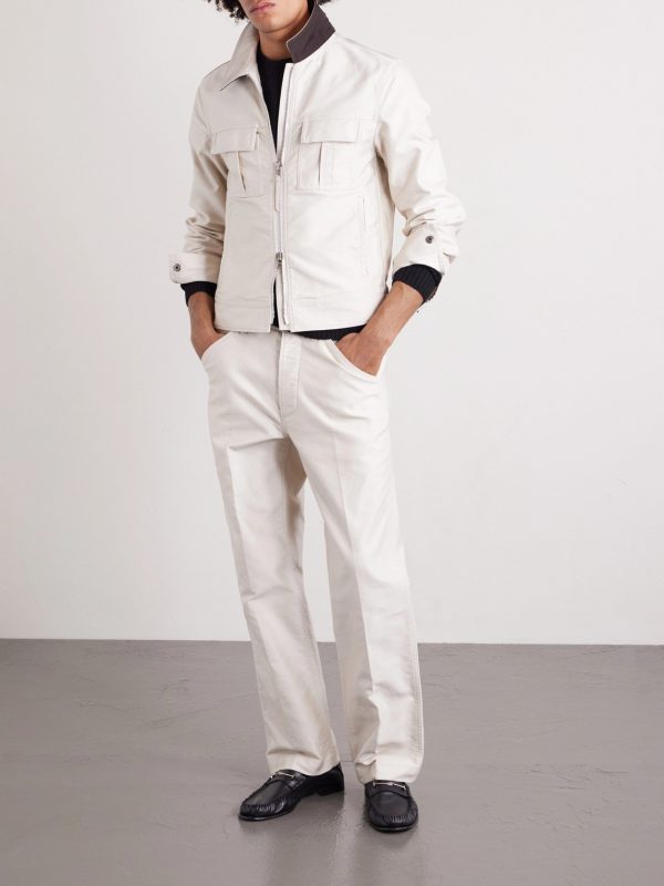 Straight-Leg Cotton-Satin Trousers - OU Straight-Leg Cotton-Satin Trousers - OU