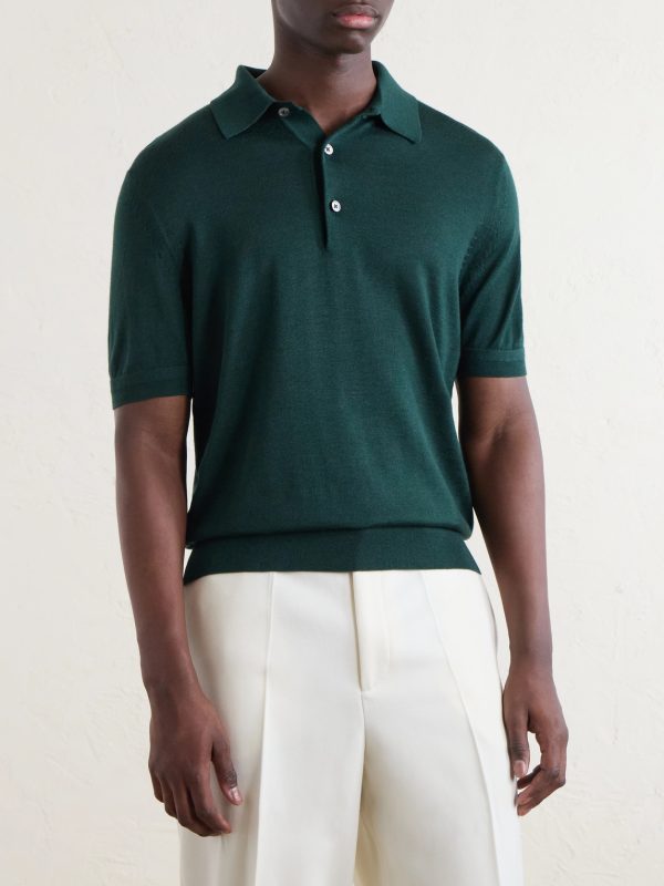 Cashmere and Silk-Blend Polo Shirt - FR Cashmere and Silk-Blend Polo Shirt - FR