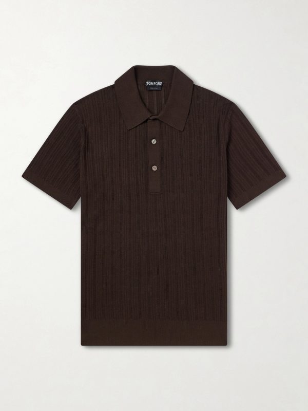 Ribbed Cotton and Silk-Blend Polo Shirt