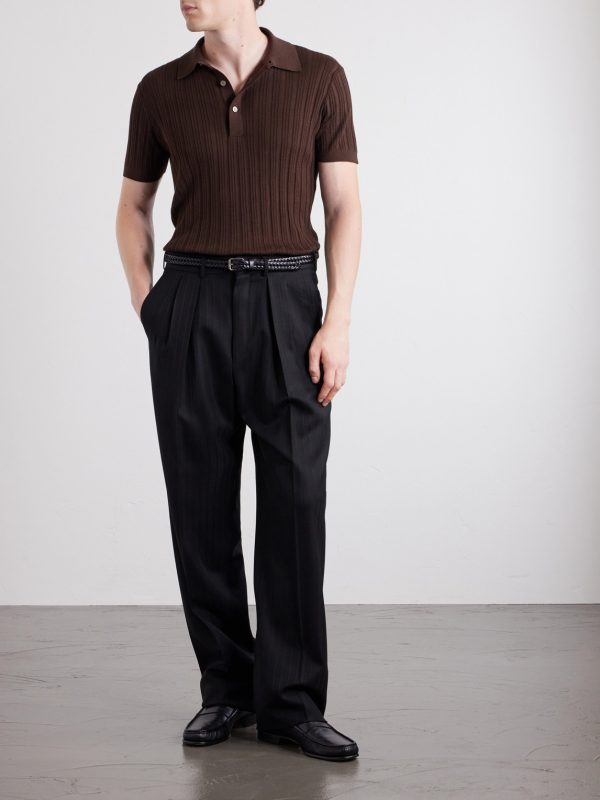 Ribbed Cotton and Silk-Blend Polo Shirt - OU