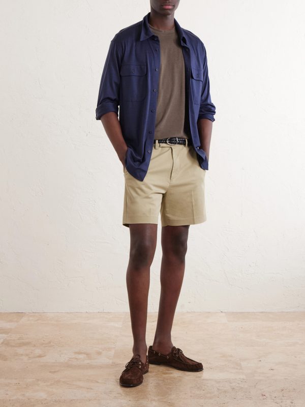 Straight-Leg Cotton-Blend Twill Shorts - OU