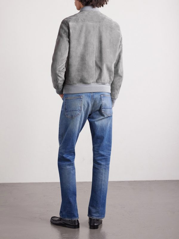 Slim-Fit Suede Bomber Jacket - BK Slim-Fit Suede Bomber Jacket - BK