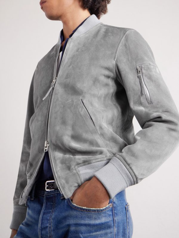 Slim-Fit Suede Bomber Jacket - CU Slim-Fit Suede Bomber Jacket - CU