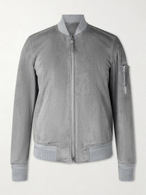 Slim-Fit Suede Bomber Jacket