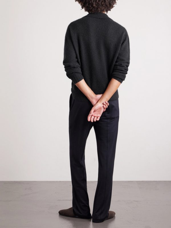 Cashmere and Silk-Blend Polo Sweater - BK Cashmere and Silk-Blend Polo Sweater - BK