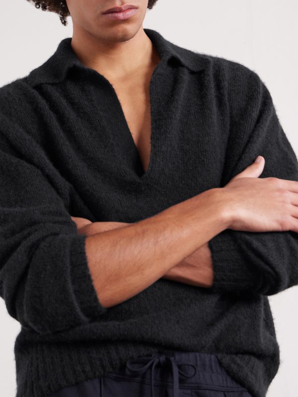 Cashmere and Silk-Blend Polo Sweater - CU Cashmere and Silk-Blend Polo Sweater - CU
