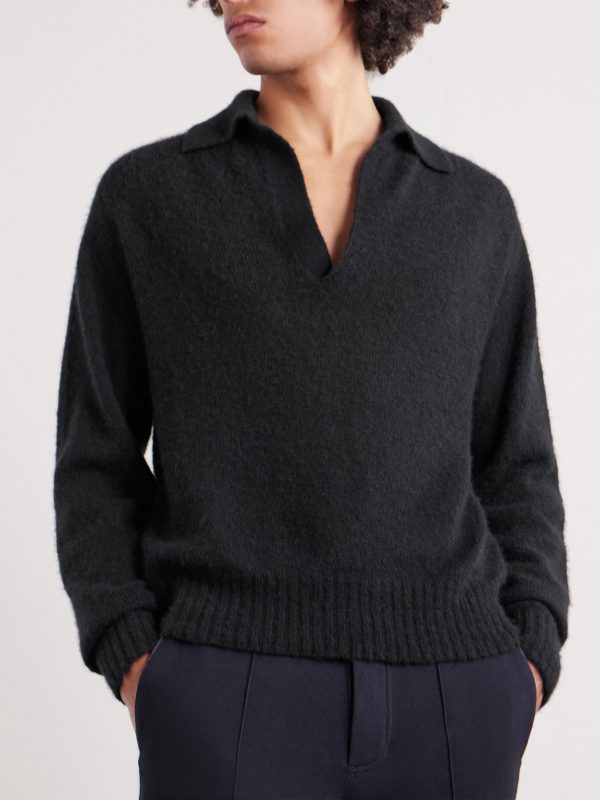 Cashmere and Silk-Blend Polo Sweater - FR Cashmere and Silk-Blend Polo Sweater - FR