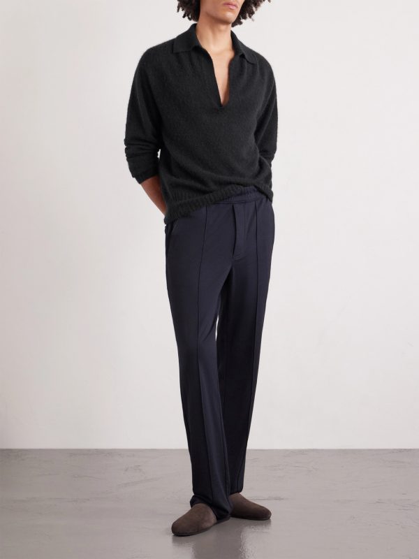 Cashmere and Silk-Blend Polo Sweater - OU Cashmere and Silk-Blend Polo Sweater - OU