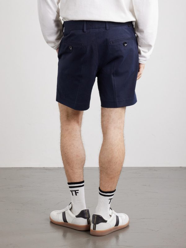 Straight-Leg Cotton-Blend Twill Shorts - BK Straight-Leg Cotton-Blend Twill Shorts - BK