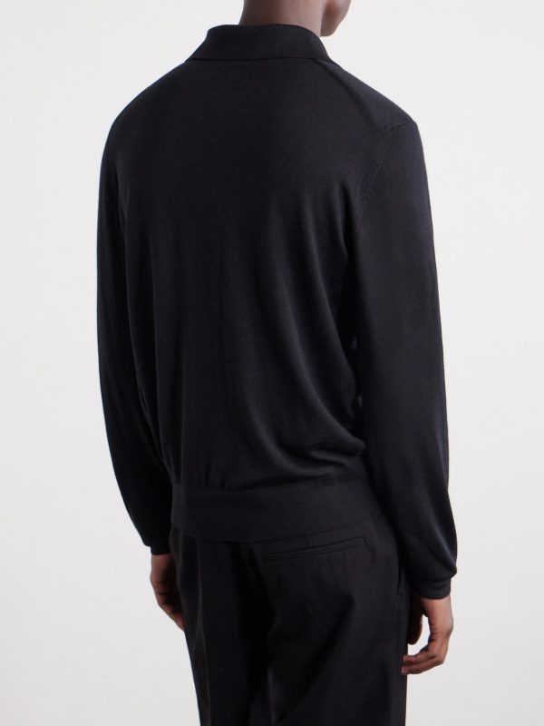 Cashmere and Silk Blend Polo Shirt - BK