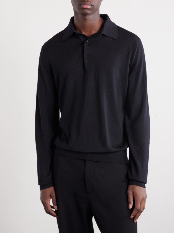 Cashmere and Silk Blend Polo Shirt - FR
