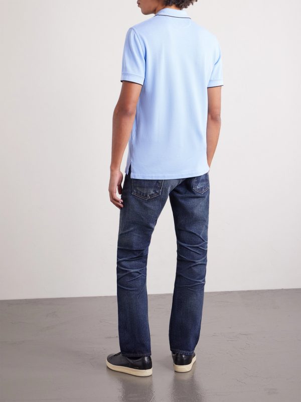 Contrast-Tipped Lyocell-Piqué Polo Shirt - BK