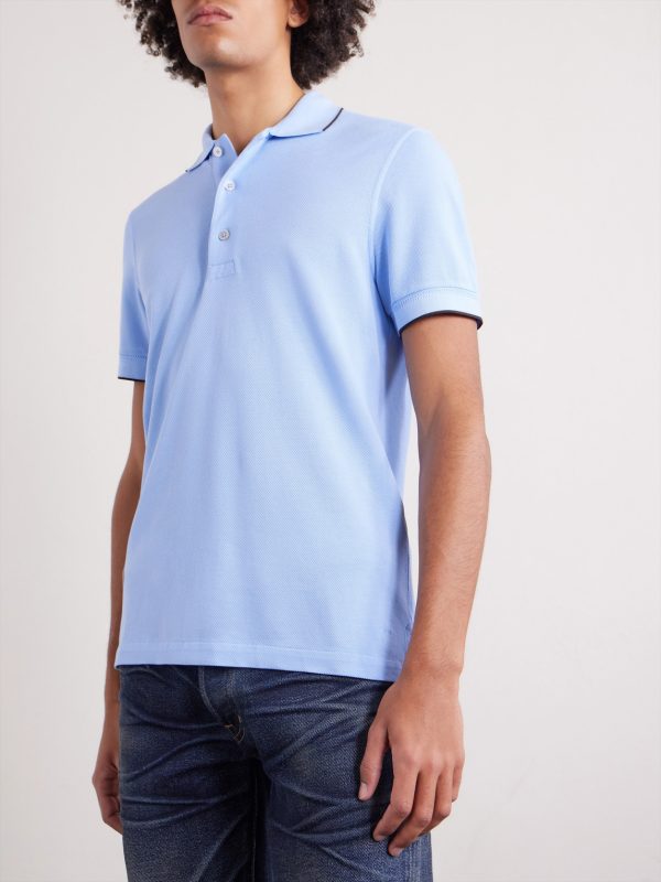 Contrast-Tipped Lyocell-Piqué Polo Shirt - FR