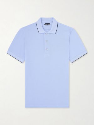 Contrast-Tipped Lyocell-Piqué Polo Shirt