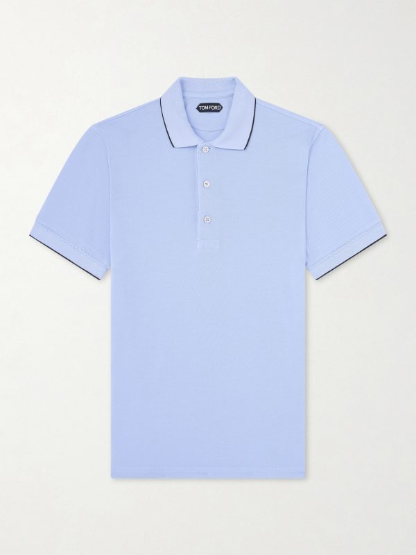 Contrast-Tipped Lyocell-Piqué Polo Shirt