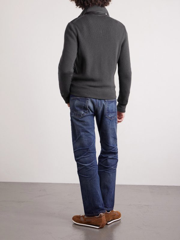 Slim-Fit Leather-Trimmed Quilted Shell and Wool Down Jacket - BK Slim-Fit Leather-Trimmed Quilted Shell and Wool Down Jacket - BK