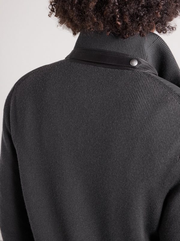 Slim-Fit Leather-Trimmed Quilted Shell and Wool Down Jacket - E1 Slim-Fit Leather-Trimmed Quilted Shell and Wool Down Jacket - E1