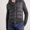 Slim-Fit Leather-Trimmed Quilted Shell and Wool Down Jacket - FR Slim-Fit Leather-Trimmed Quilted Shell and Wool Down Jacket - FR
