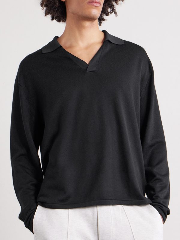 Cashmere and Silk-Blend Polo Shirt - FR Cashmere and Silk-Blend Polo Shirt - FR