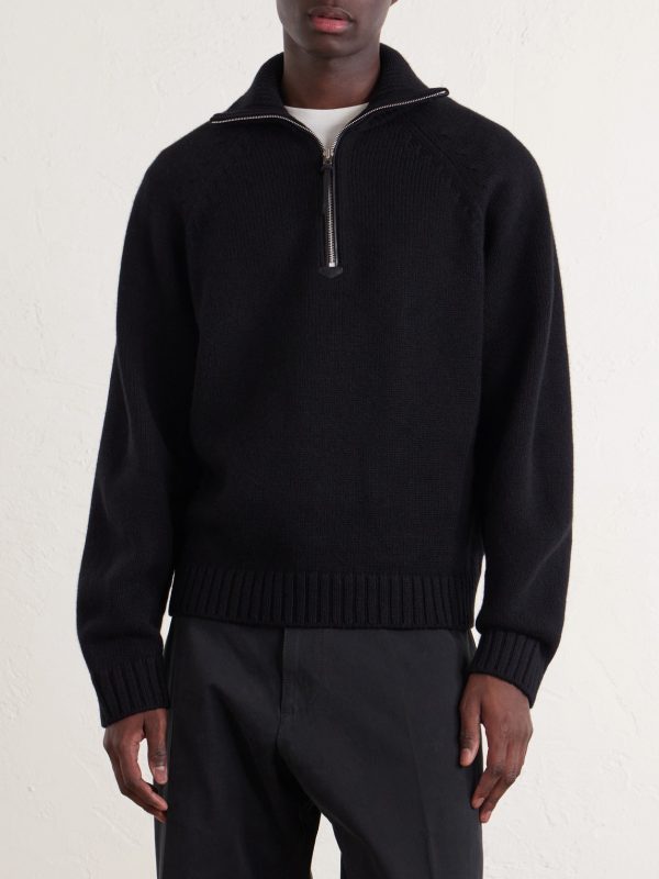 Wool and Cashmere-Blend Half-Zip Sweater - FR Wool and Cashmere-Blend Half-Zip Sweater - FR