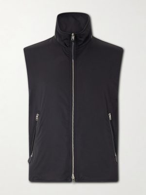 Peach Touch Leather-Trimmed Poplin Gilet Peach Touch Leather-Trimmed Poplin Gilet