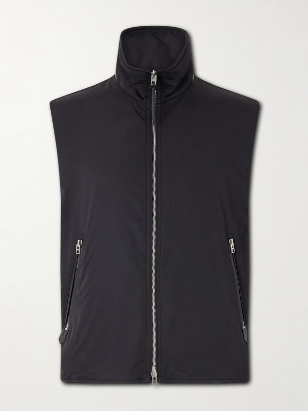 Peach Touch Leather-Trimmed Poplin Gilet Peach Touch Leather-Trimmed Poplin Gilet