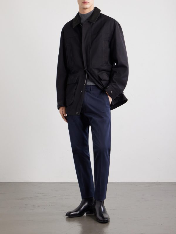 Tapered Cotton-Blend Twill Trousers - OU Tapered Cotton-Blend Twill Trousers - OU