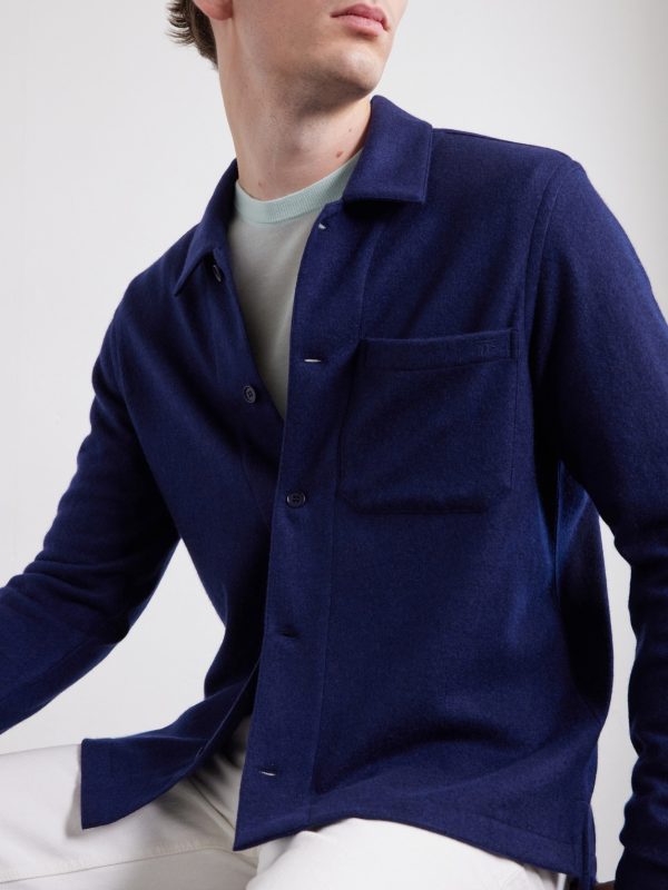Logo-Embroidered Cashmere Shirt - CU Logo-Embroidered Cashmere Shirt - CU