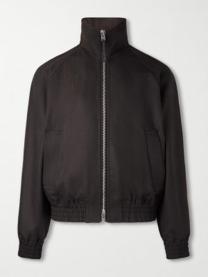 Leather-Trimmed Wool and Silk-Blend Jacket Leather-Trimmed Wool and Silk-Blend Jacket