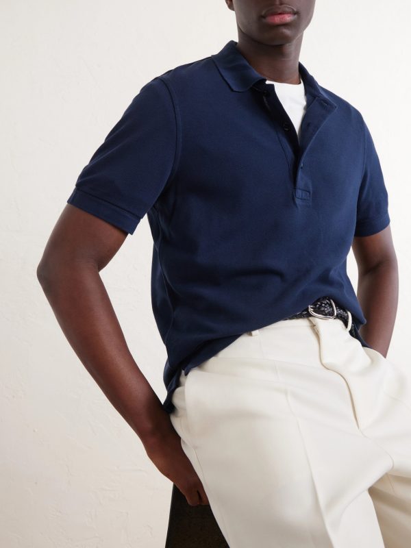 Slim-Fit Lyocell and Cotton-Blend Piqué Polo Shirt - CU Slim-Fit Lyocell and Cotton-Blend Piqué Polo Shirt - CU