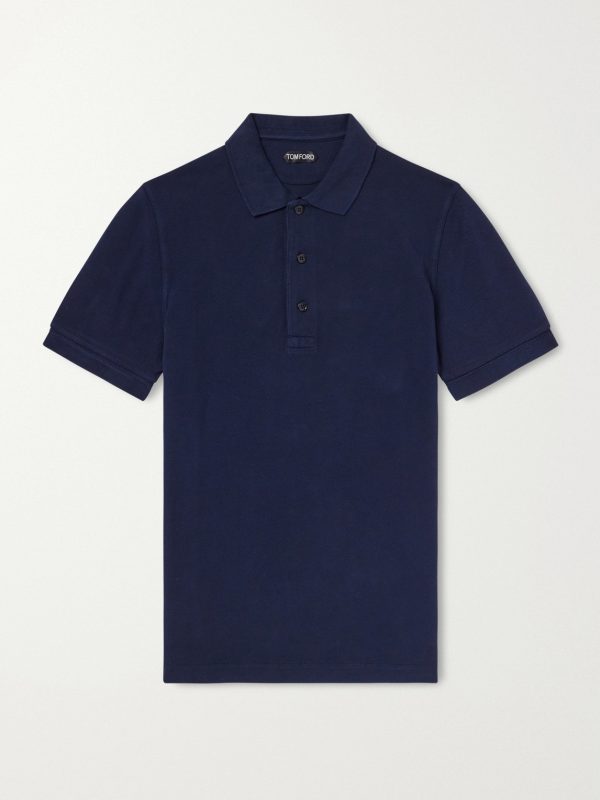 Slim-Fit Lyocell and Cotton-Blend Piqué Polo Shirt Slim-Fit Lyocell and Cotton-Blend Piqué Polo Shirt