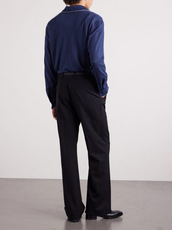 Piped Silk and Cotton-Blend Piqué Polo Shirt - BK Piped Silk and Cotton-Blend Piqué Polo Shirt - BK