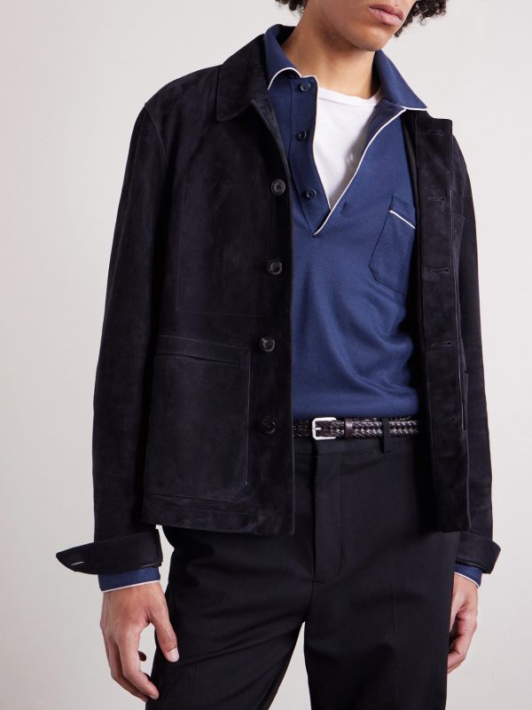 Piped Silk and Cotton-Blend Piqué Polo Shirt - CU Piped Silk and Cotton-Blend Piqué Polo Shirt - CU