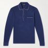 Piped Silk and Cotton-Blend Piqué Polo Shirt Piped Silk and Cotton-Blend Piqué Polo Shirt