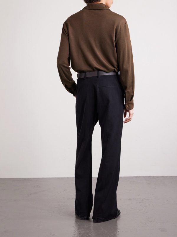 Piped Silk and Cotton-Blend Piqué Polo Shirt - BK Piped Silk and Cotton-Blend Piqué Polo Shirt - BK