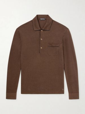 Piped Silk and Cotton-Blend Piqué Polo Shirt Piped Silk and Cotton-Blend Piqué Polo Shirt